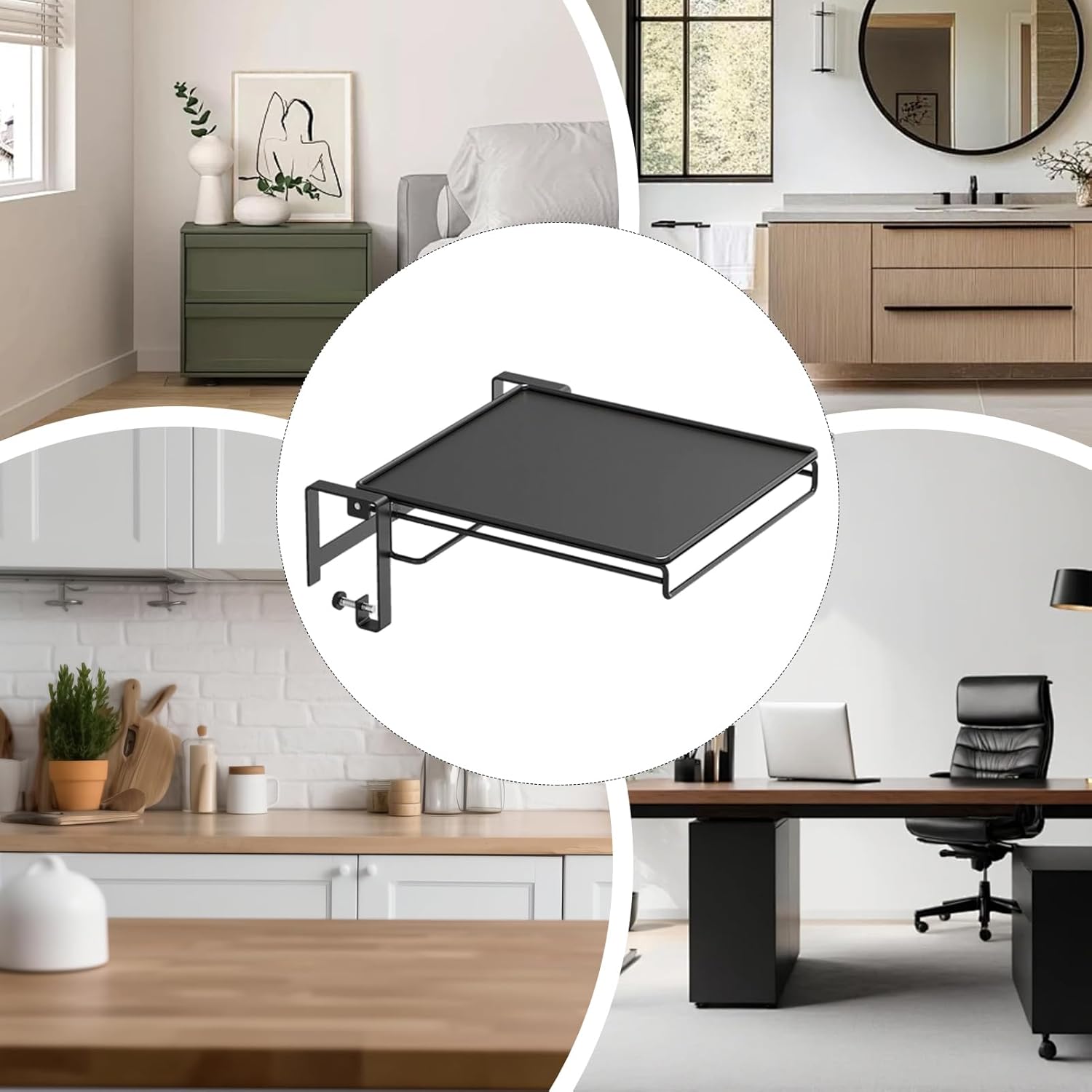 Wall Mounted Folding Table, Floating Workbench Exterior, Space-Saving Kitchen Auxiliary Table, Metal Construction Sturdy, Wall Desk Storage Accessory, Laundry Office Balcony Bedroom Studio Use