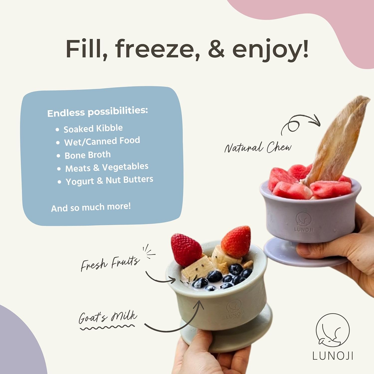 CHEWDEN Trove | Dog Frozen Treat Holder | Dog Ice Cream | Mess-Free | Dog Enrichment (Sage)