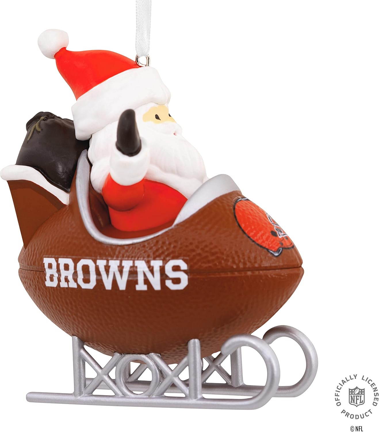 Hallmark Cleveland Browns Santa Football Sled Christmas Ornament, NFL Tree Decoration and Sports Fan Gift : Everything Else