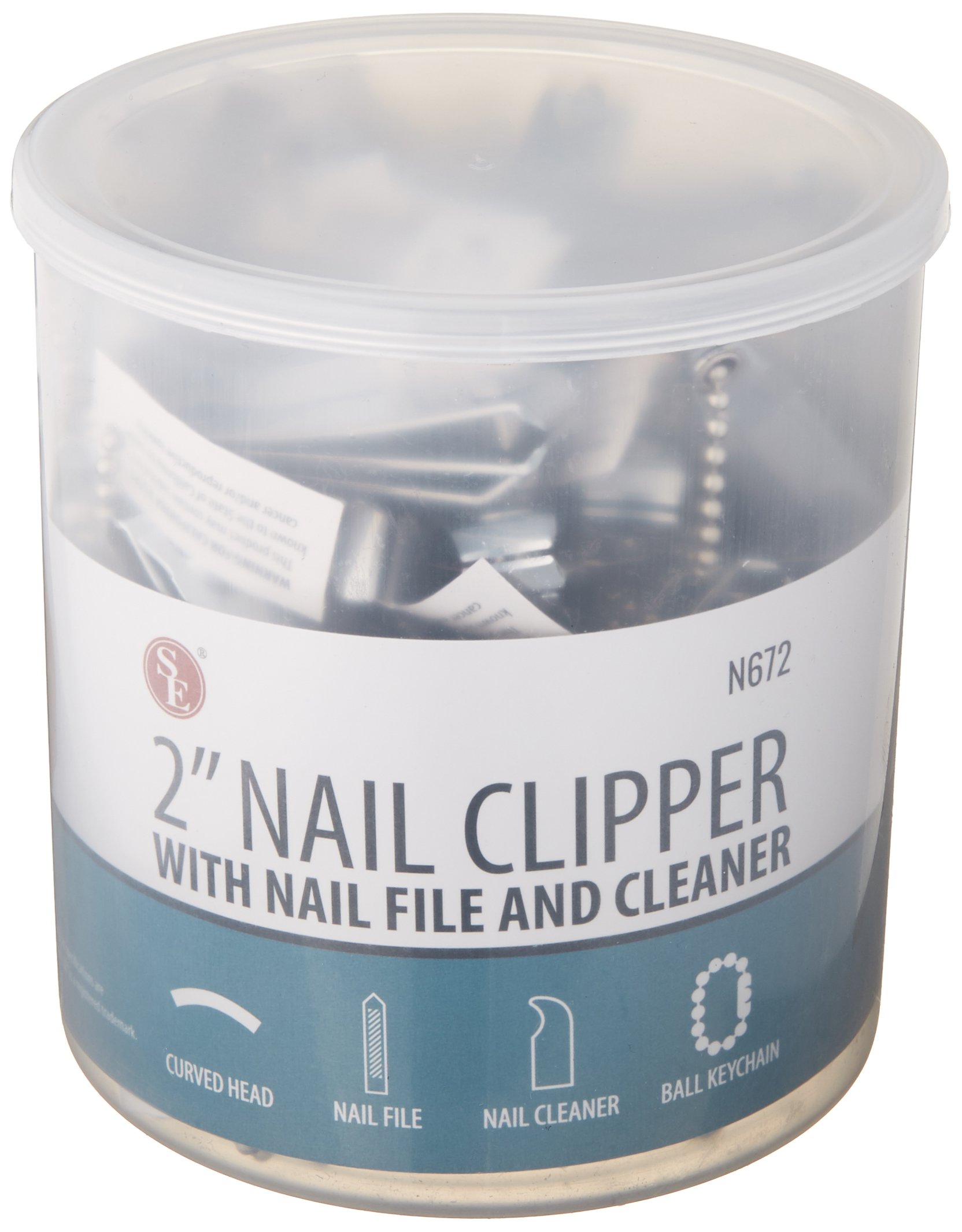 SE n672 Finger Nagelknipser mit Nagelfeile & Reiniger Jar (72 Stück), 5,1 cm