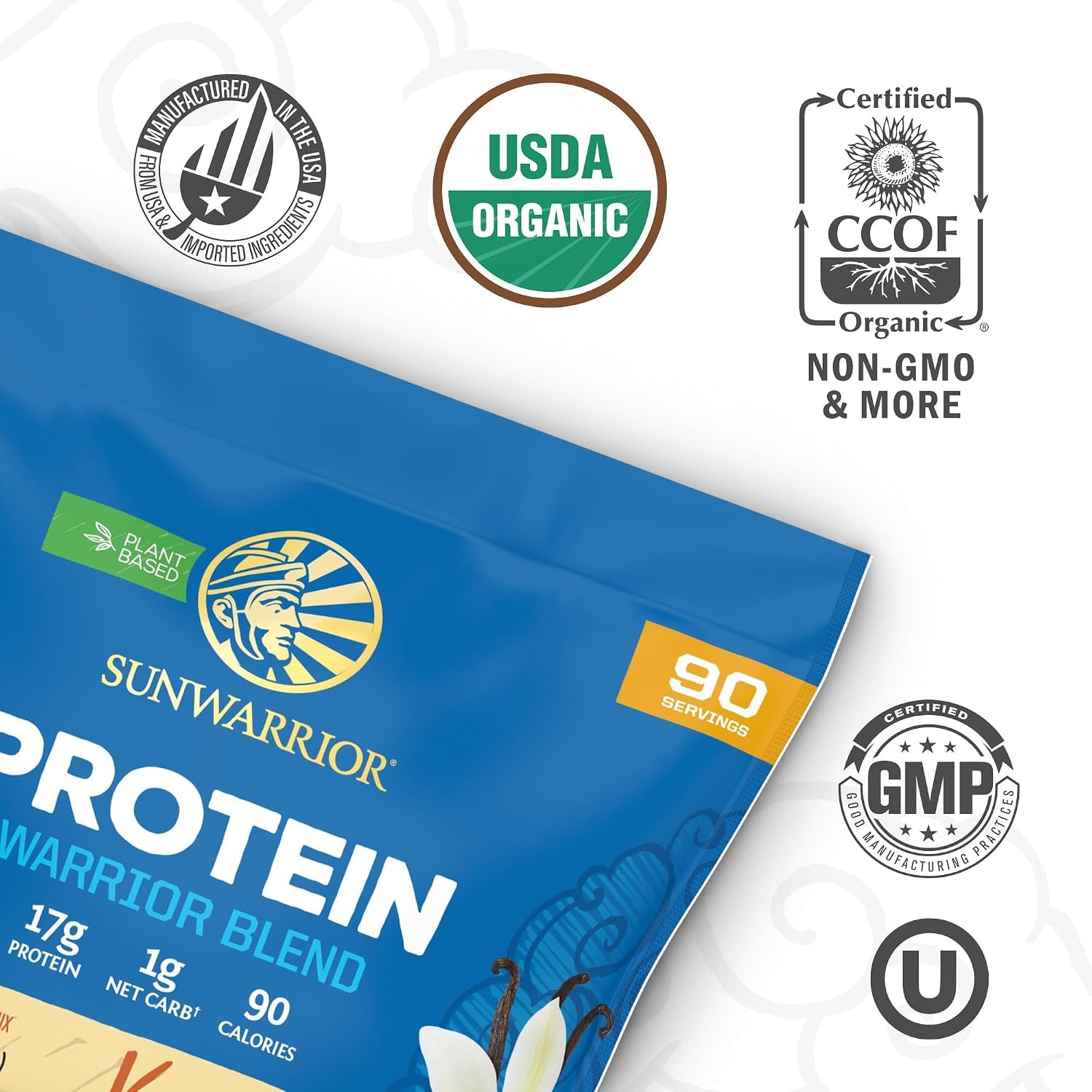 Sunwarrior Warrior Blend Organic Vegan Plant Protein Powder (90 Servings, Vanilla) — Amazon image 2