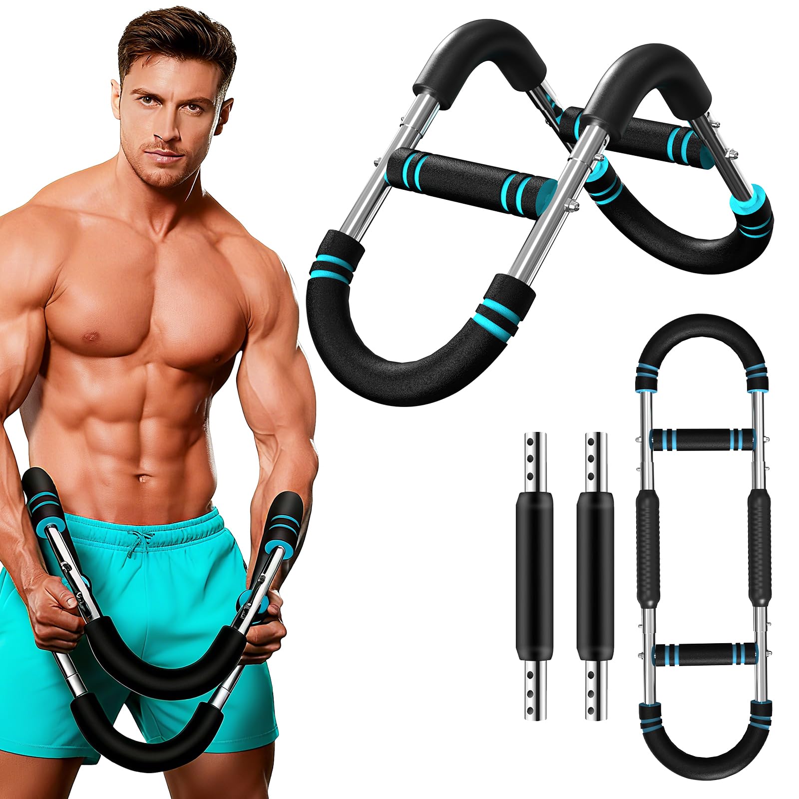 Twister Arm Trainer, U-VKK allenatore per braccia regolabile su 5 livelli e allenatore per petto (30-50kg) , per l'allenamento Muscolare di Spalle e avambracci Portatile attrezzi palestra casa
