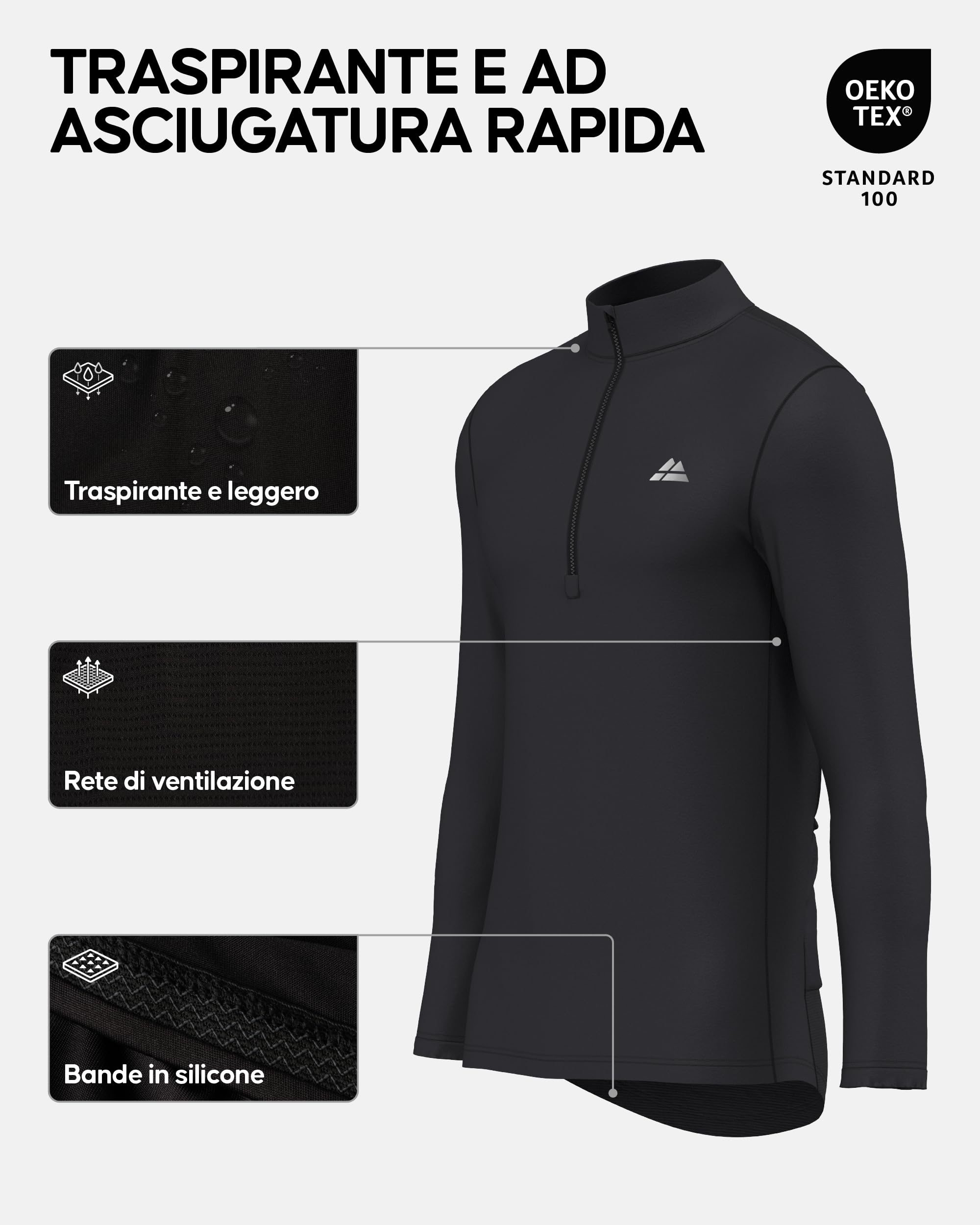 DANISH ENDURANCE Maglia da Ciclismo a Manica Lunga, Traspirante, Quick Dry, Tasche Posteriori, Dettagli Riflettenti, da Uomo