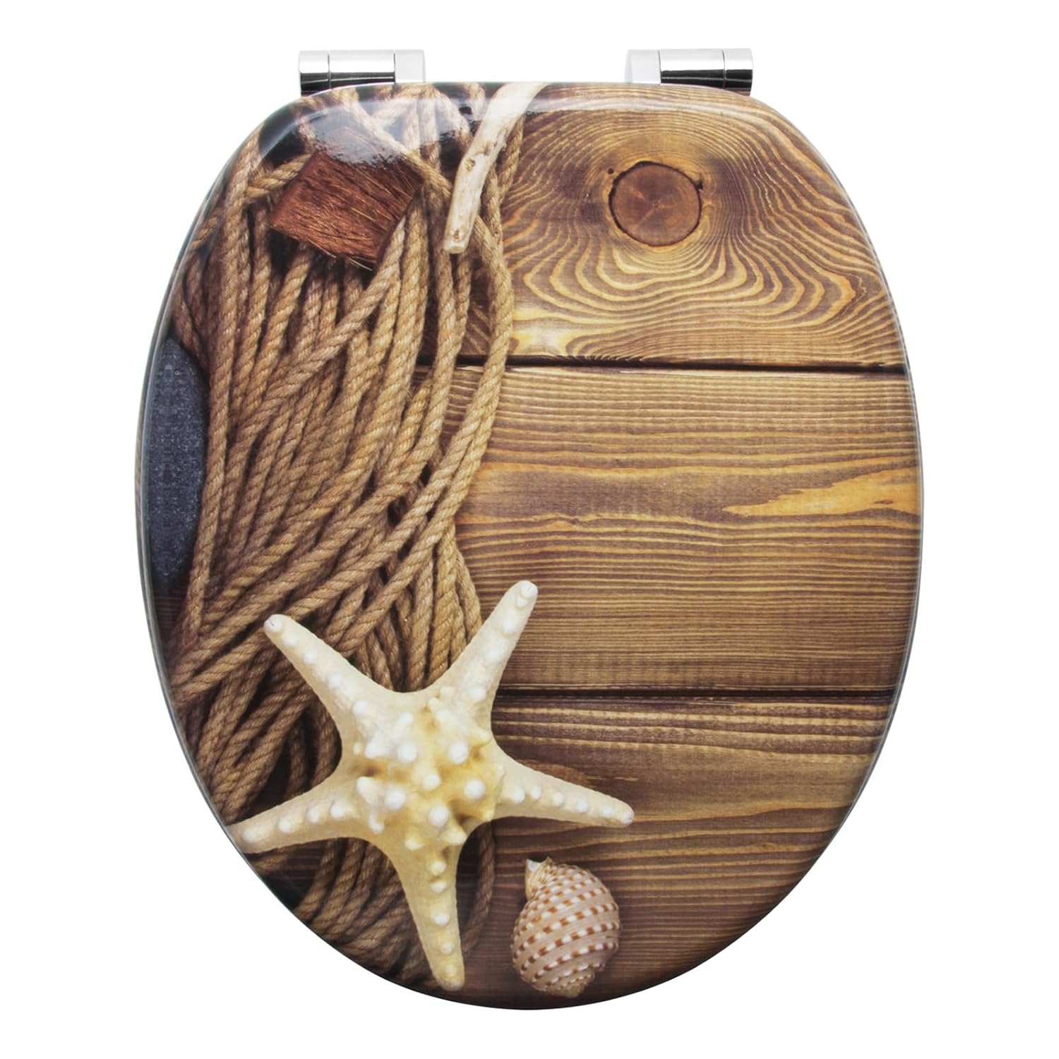 Woltu #2 Premium Toilet Seat with Soft-Close Mechanism, Medium-Density Fibreboard (MDF) Wooden Core, Soft Close Hinges, Antibacterial, Decorative Design, A Flower Grey – Bild 10