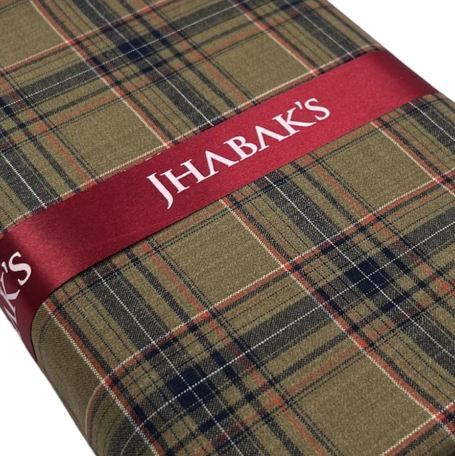 Image of JHABAK'S Cotton Blend Unstitched Checkered Fabric for Men - 2.35m Shirt Piece / 3m Kurta Piece - Width 36 Inches