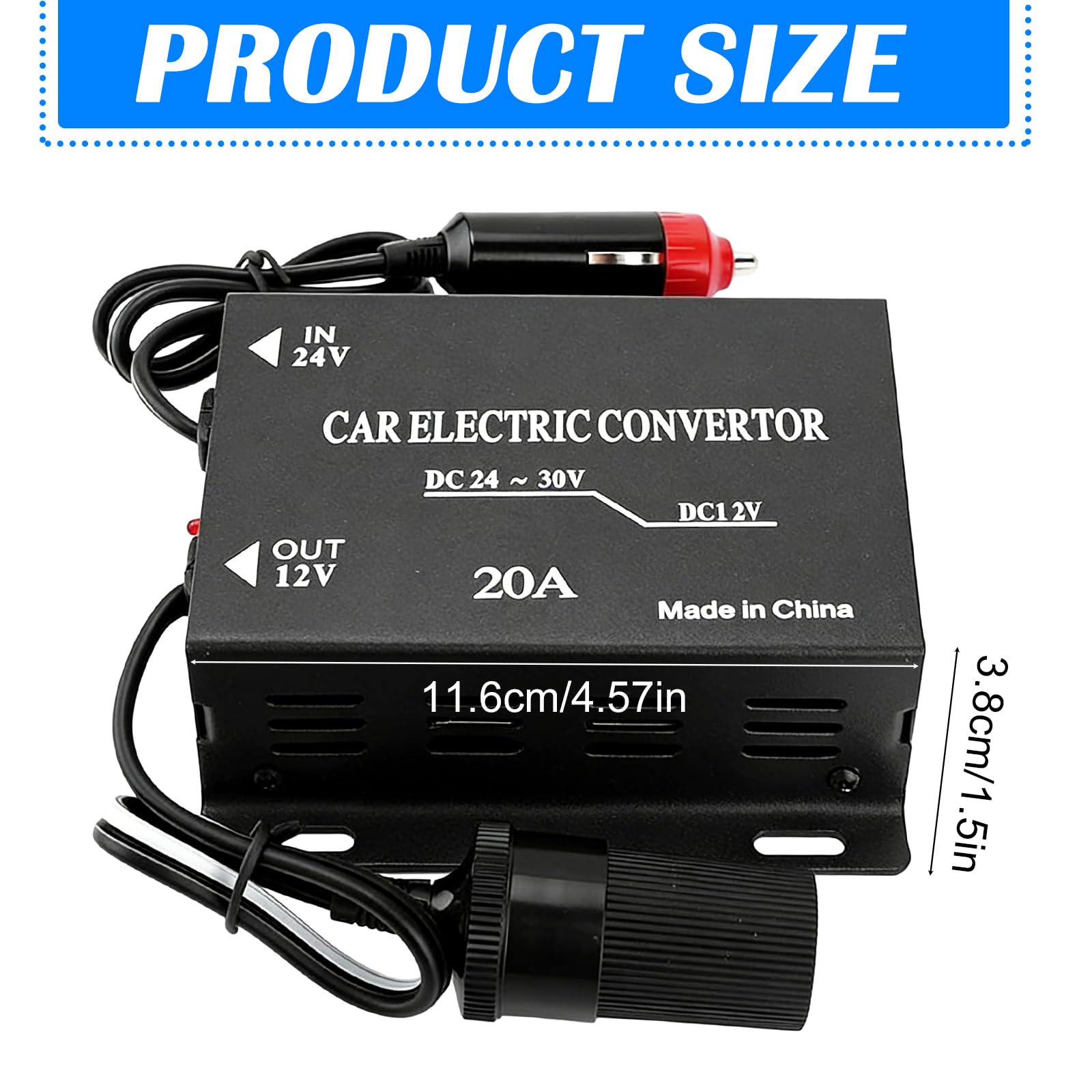 Abwärtsstromversorgungs Stromrichter 24V Auf 12V Auto Konverter, Power Converter, 20A Auto Spannungsreduzierer Netzteil Konverter, AbwTstransformator 24V Bis 12V Zigarettenanzünder Typ für Car LKW