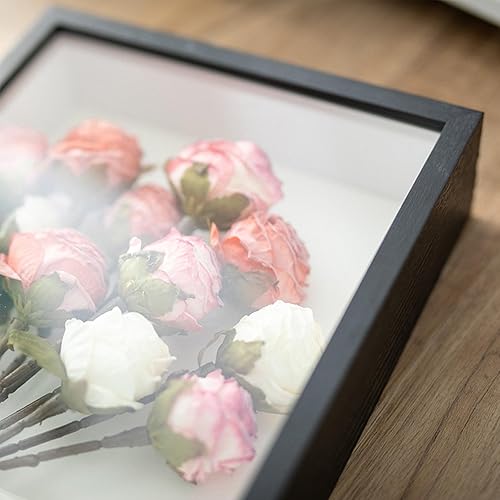 Miniatura 6 de Marco de caja de sombra de 8 x 10 pulgadas, paquete de 3 cajas de sombra profunda de madera con cajas de sombra de vidrio, vitrinas de exhibición