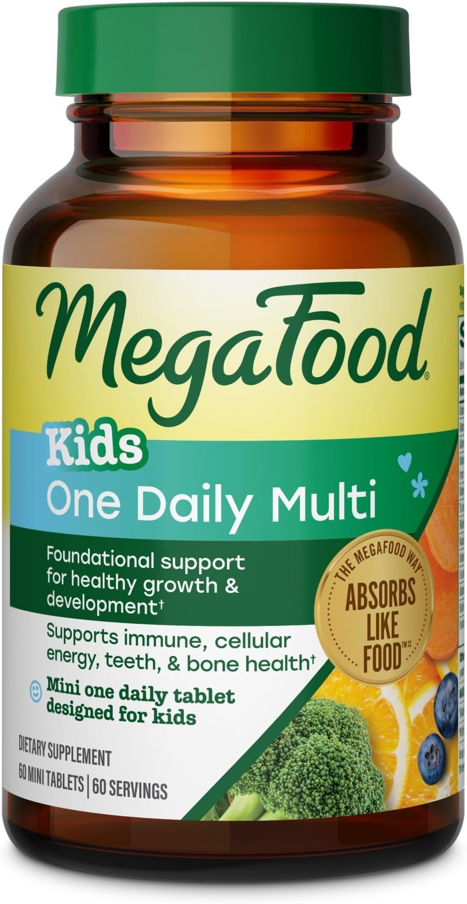 MegaFood Kids One Daily Multivitamin with 21 Key Nutrients, 60 Mini Tablets