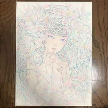 ☆木村智博「のどかな」木製パネル アクリルガッシュ 色鉛筆 鉛筆 額付き