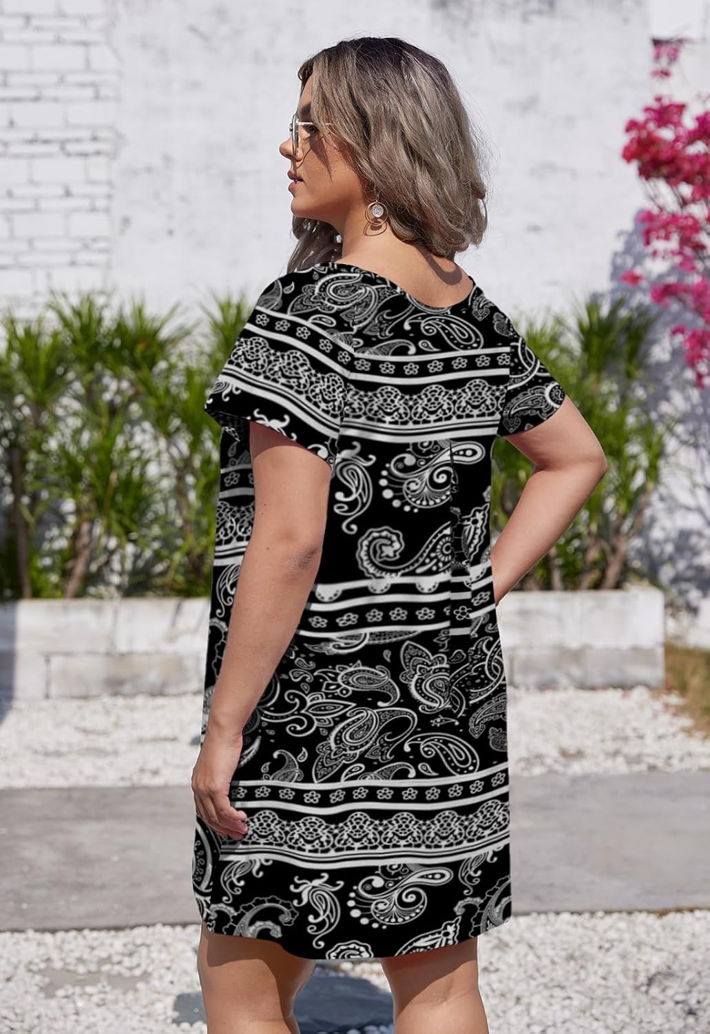 Alaster Women’s Casual Summer T Shirt Dress Loose Short Sleeve Tunic Dress with Pocket for Women - Image 6