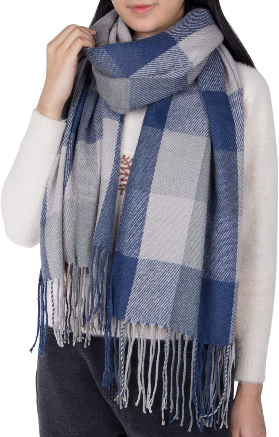 Women's Long Plaid Blanket Scarf Chunky Oversized Winter Fall Warm Big Tartan Scarves Wrap Shawl Ladies Gifts