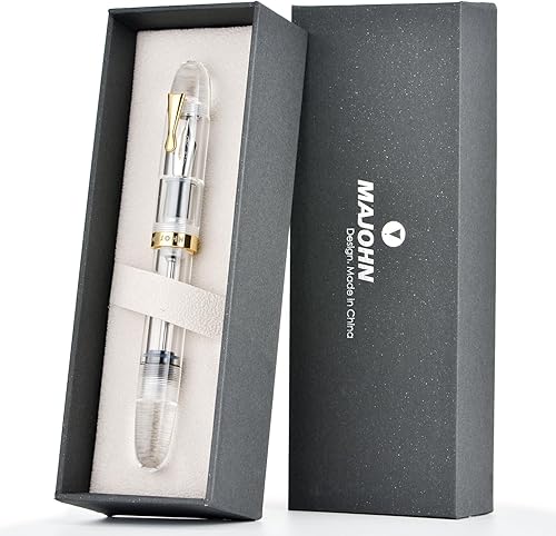 Miniatura 1 de Majohn C4 Eyedropper - Pluma estilográfica de punta extrafina, acrílico transparente de gran tamaño, bolígrafos de escritura para oficina y negocios