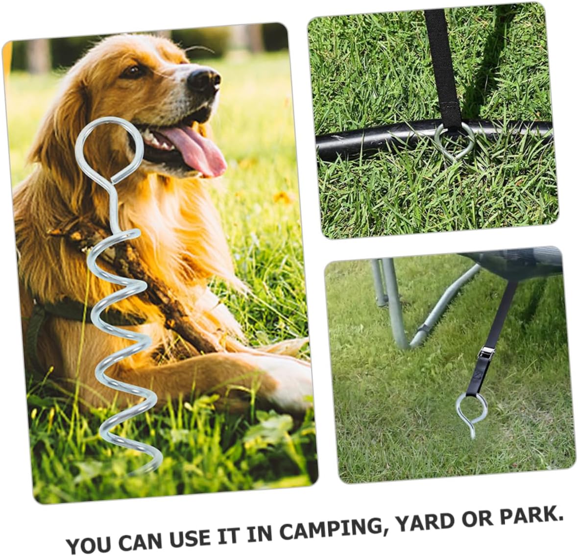 Yardwe Bold Dog Pile Spiral Stake Dog Tie Out Metal Ground Stake Pet Supplies Easy to Assemble for Outdoor Activities