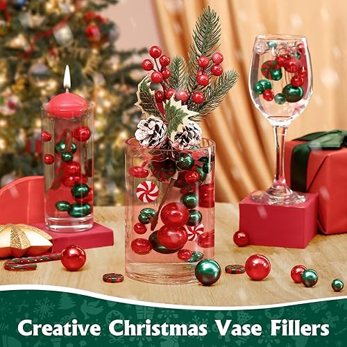 Miniatura 5 de NOTCHIS Relleno de jarrón de Navidad, cuentas flotantes, cuentas de perlas para decoraciones de Navidad en interiores, centros de mesa de velas