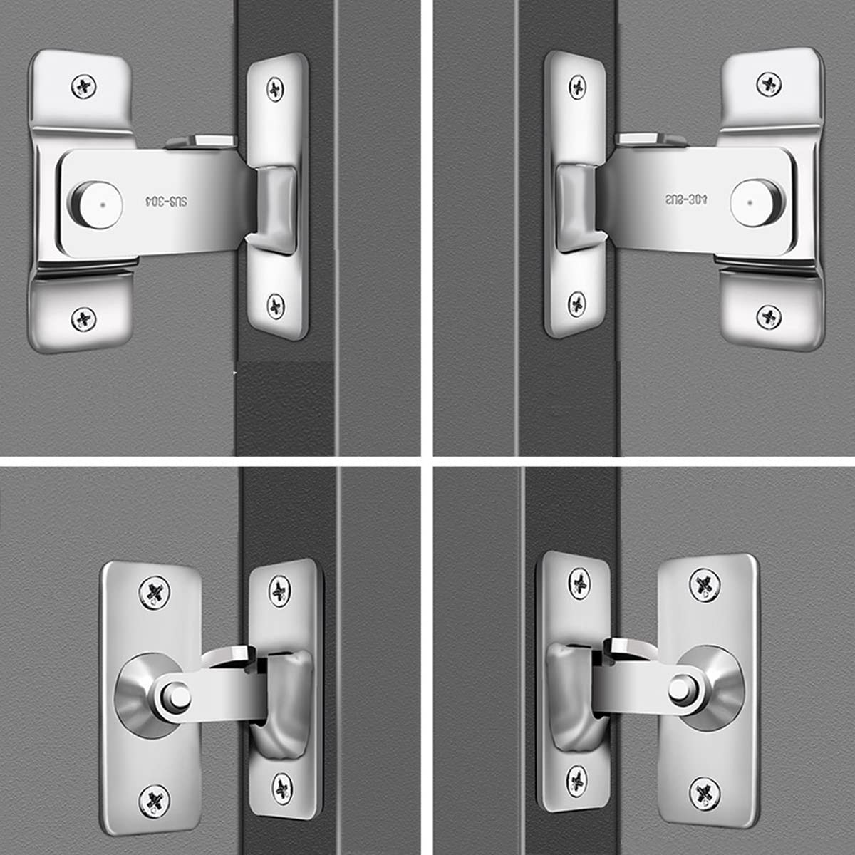 Unifizz 304 Stainless Steel 90 Degree Right Angle Door Lock Buckle Bolt Lock Cam Latch - Image 3