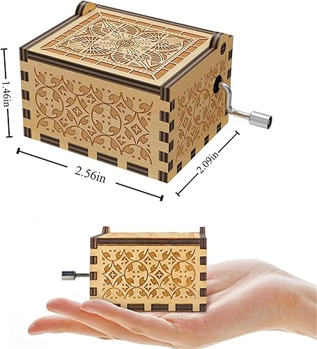 Miniatura 4 de BOOB Caja de música de madera con manivela grabada You are My Sunshine, regalo para hija de papá, mini caja de música de color girasol para Navidad,
