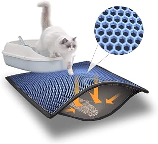 Blue Eyes Alfombrilla para arena para gatos, 60 x 40 cm, impermeable, doble capa, color turquesa