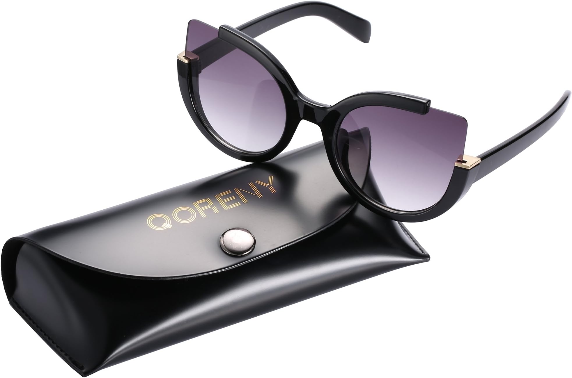 Womens Fashion Oversized Round Square Plastic Vintage Cut-Out Flash Mirror Lens Cat Eye Sunglasses (black, as pictures)