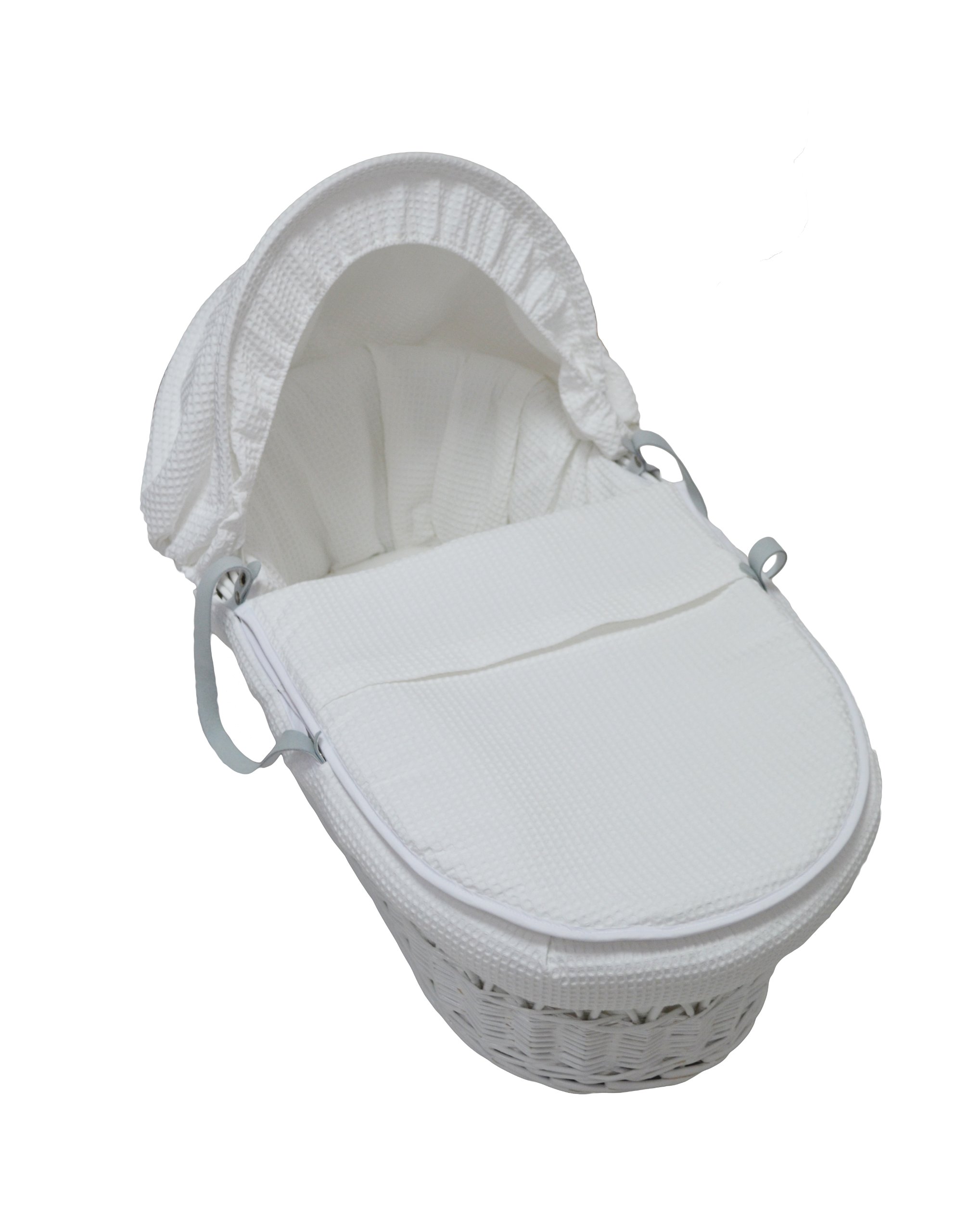 Cuddles Collection Wicker Moses Basket Waffle (White)