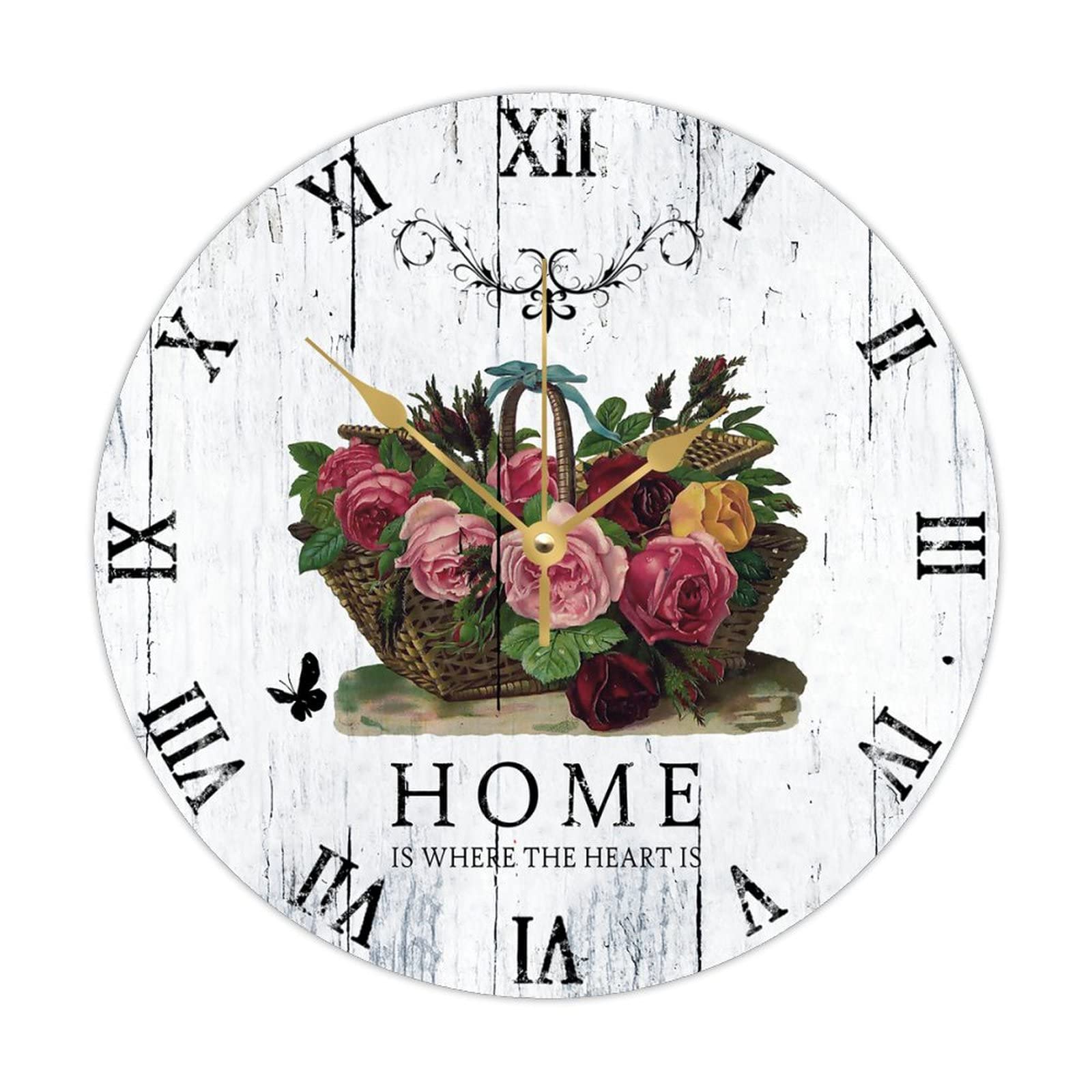 Horloge murale en bois sans tic-tac 38 cm pour chambre et salon