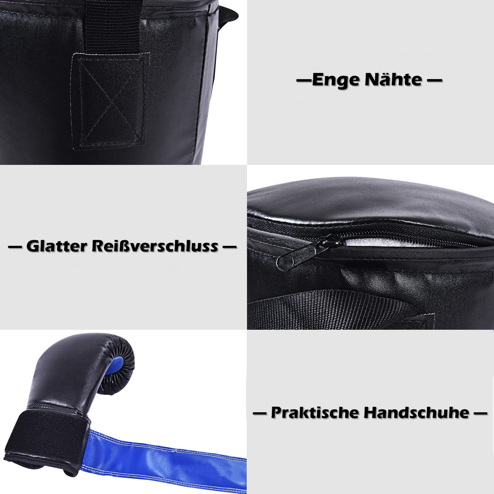 GYMAX Kinder Boxsack-Set mit Boxsack 10 kg, Sandsack mit 8 oz Boxhandschuhen, Springseil & Tragetasche, gefüllt & hängend Box-Set 60 cm, ab 3 Jahren, für Kickboxen, MMA, Muay Thai, Boxen