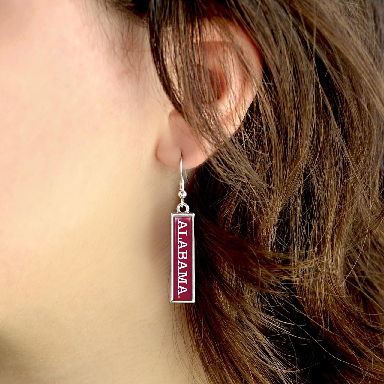 From the Heart Alabama Crimson Tide Nameplate Earrings Silver Jewelry Gift UA