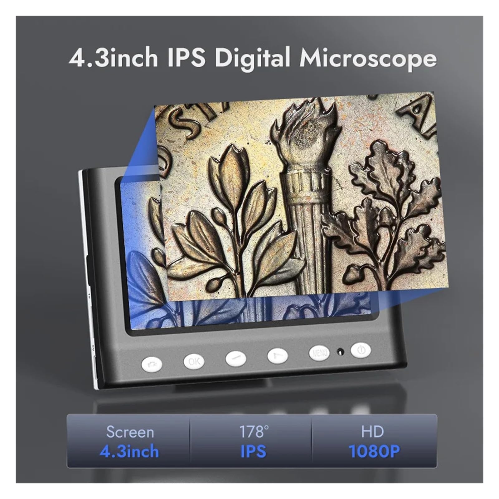 Digital Microscope 1000X Coin Microscope 1080P Video Microscope for Adult Soldering With 8 LEDs(DM7-Z01C)