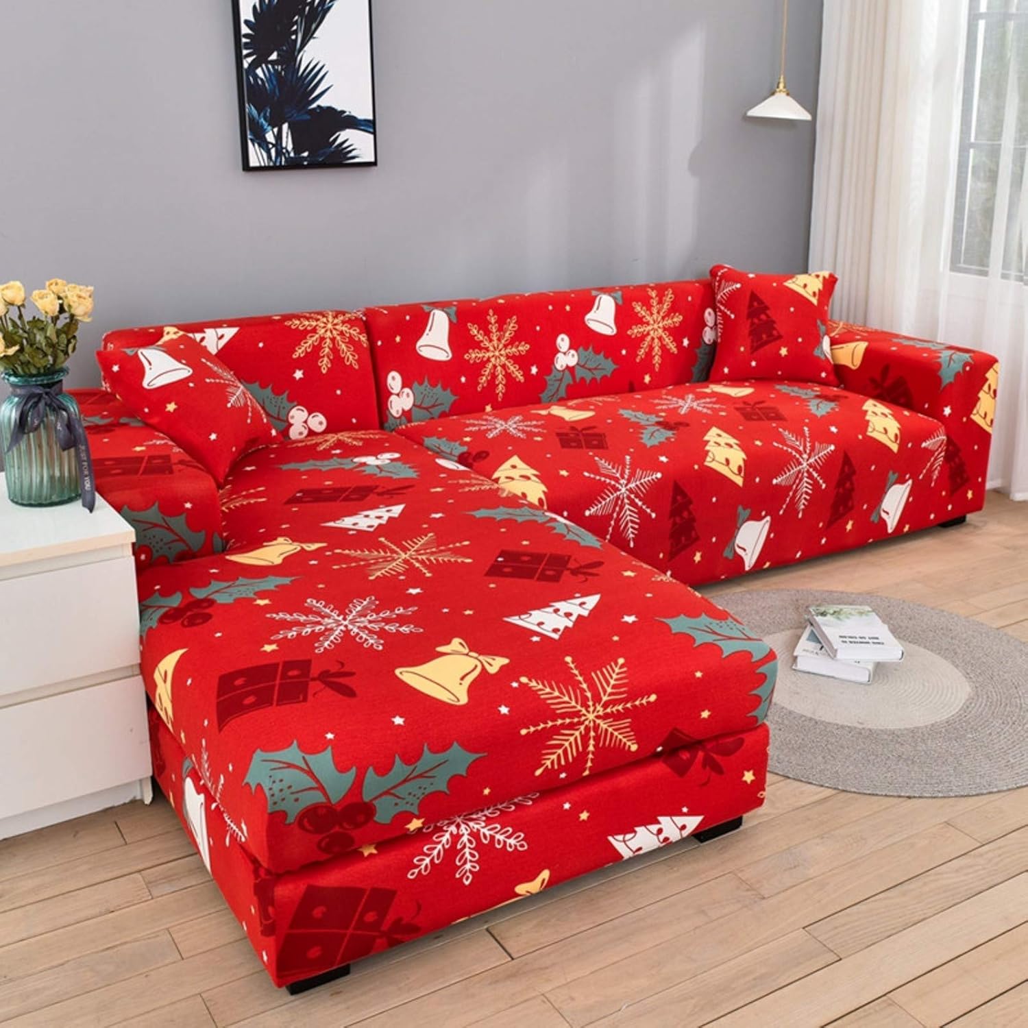 Printed Sofa Cover for Sofa and Loveseat,Stretch Fabric Sectional Couch