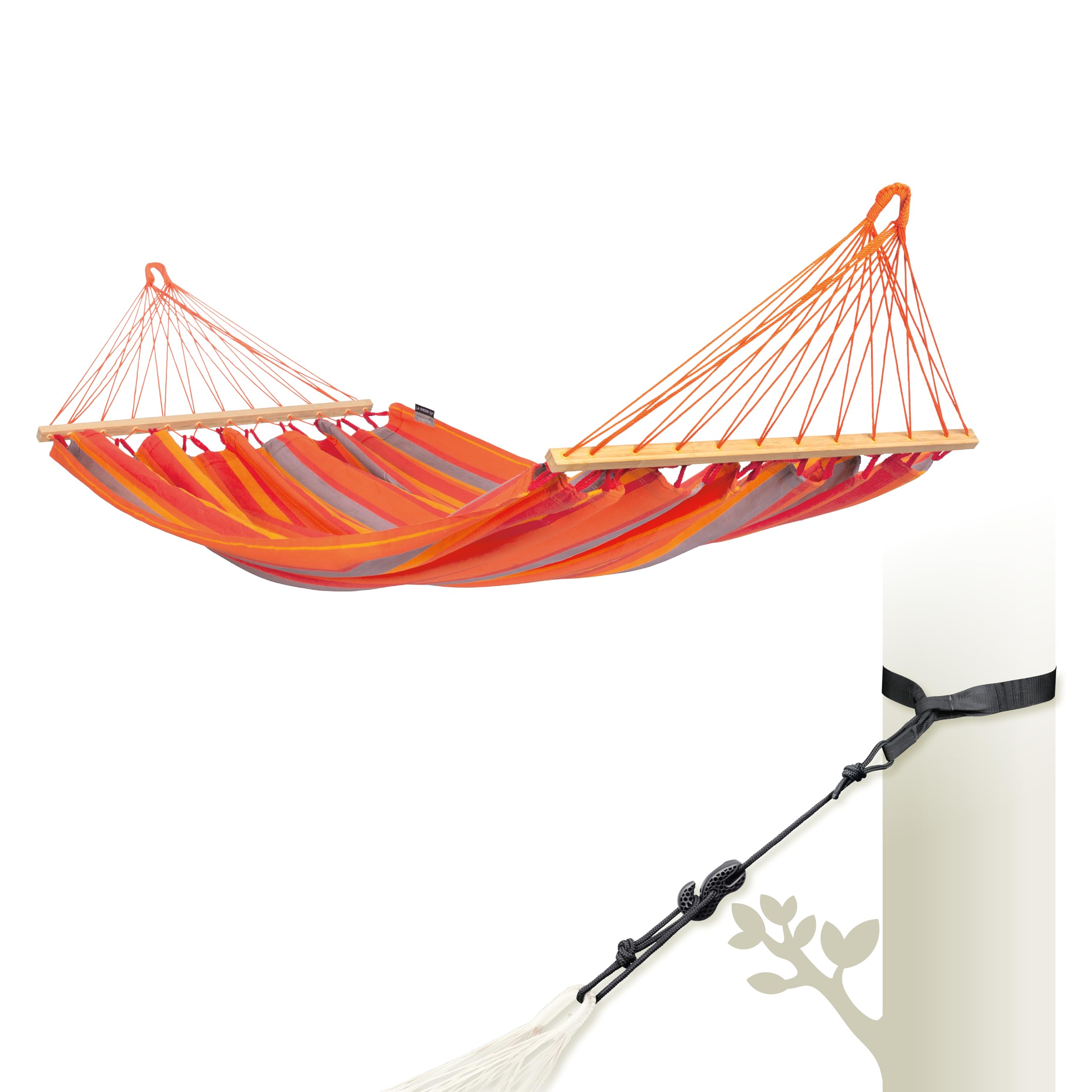 LA SIESTA® Alisio Hamac Simple à Barre & Fixation Arbre & Poteau – Hamac Exterieur Interieur Resistant aux intemperies, Toile de Hamac pour 1 Personne pour Jardin Balcon, Charge 120 kg - Toucan