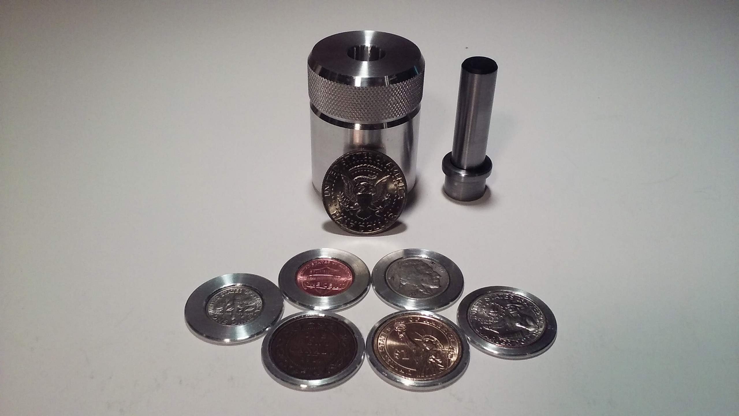 SALE! $30 OFF!Coin Ring Center Punch for 50 Cent Piece plus 6 spacers