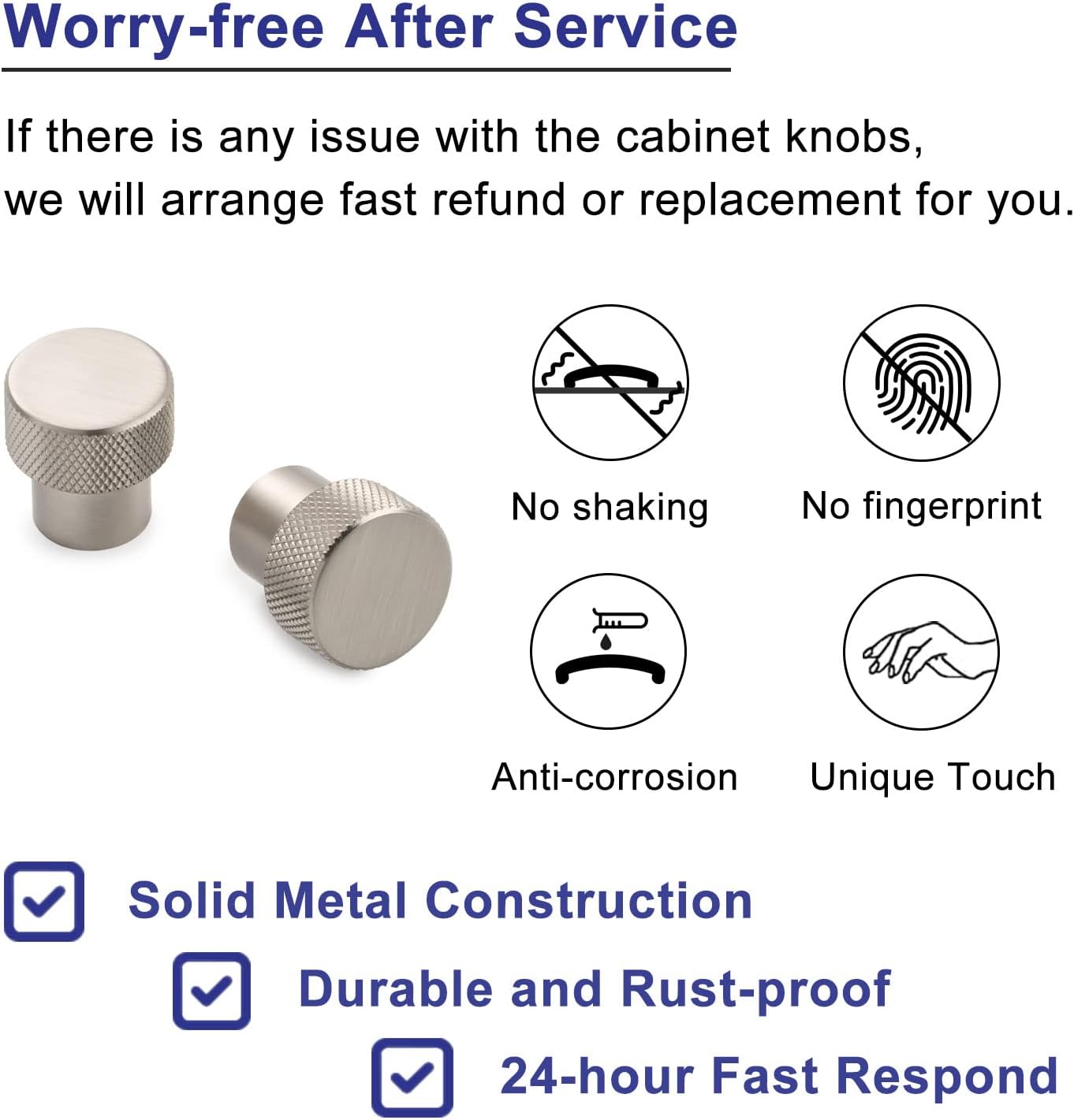 10 Pack 1-1/8 Inch, Knurled Brushed Nickel Cabinet Knobs Satin Nickel Drawer Knobs Silver Cabinet Pulls, AK1301 Knurled Round Kitchen Hardware for Cabinets Drawers Dresser Bathroom Cupboard