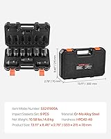 Vista 9 de Vevor - Juego de 1/2 pulgada de enchufes de impacto de 9 piezas, juego de enchufes profundos métricos 29-38 mm, juego de enchufes de eje de 6 puntas