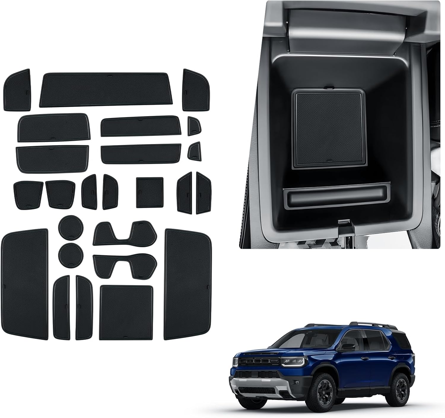 BIBIBO 25Pcs Car Gate Slot Mats for 2026 Honda Passport/Passport Hybrid Interior Trim Door Slot Pads,2026 Passport Console Liner Mats,2026 Passport Non-Slip Cup Holder Insert Mat Cup Mat (B)