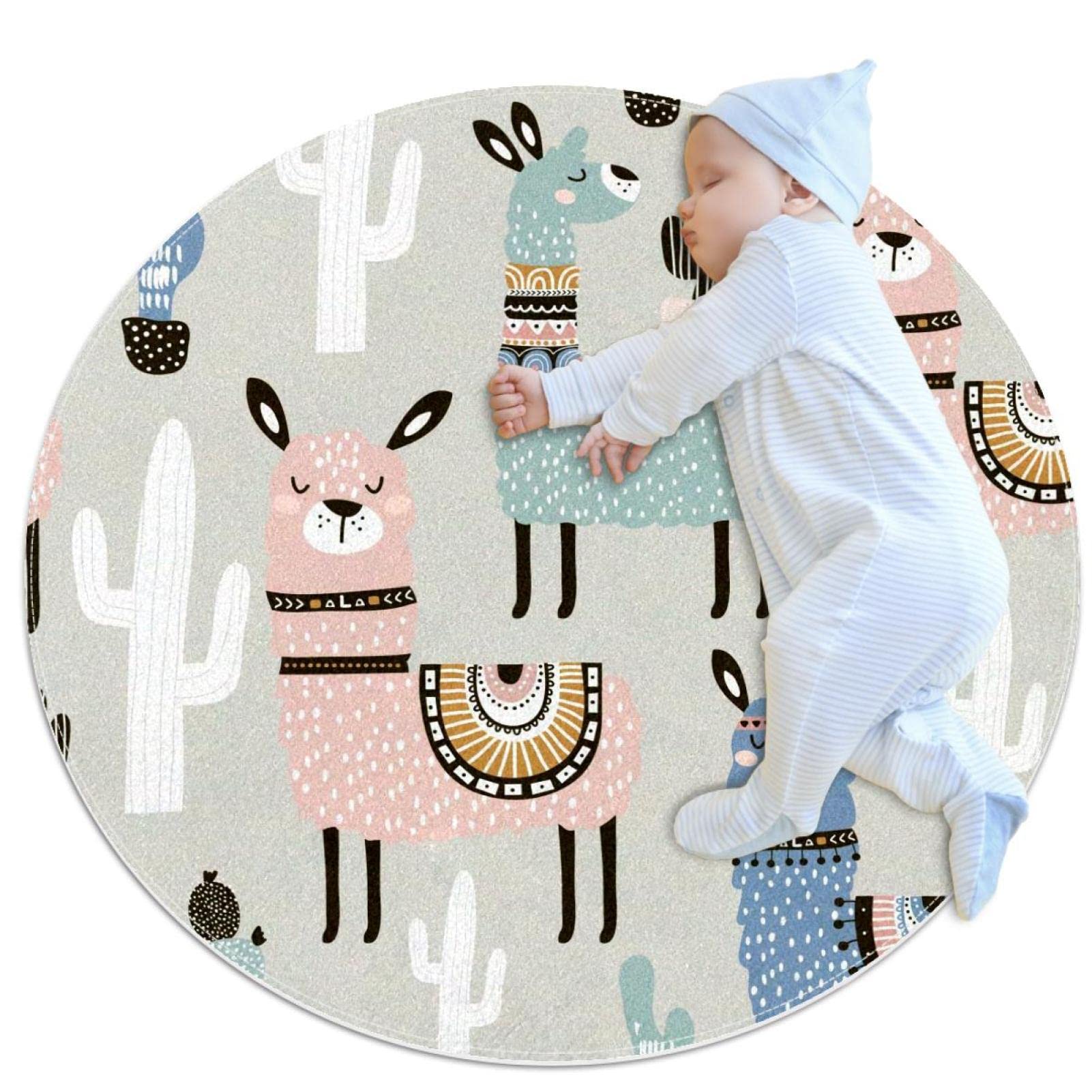 Tapis rond alpaga pour chambre enfant et salle de jeux douce 100cm