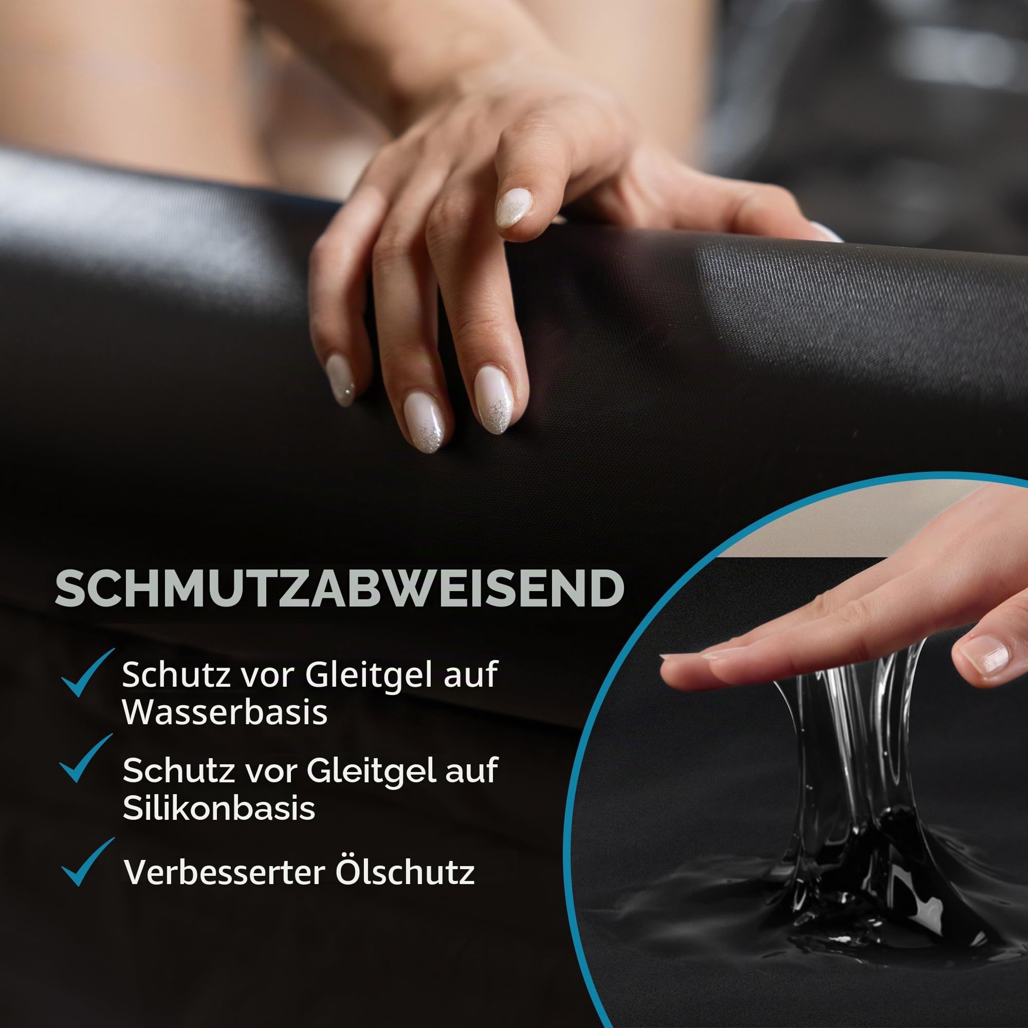 Aufblasbares Nuru Massage Laken mit Aufblasbaren Seiten | Selbstaufblasbar mit USB-C Pumpe | Schwarz Vinyl Wasserdicht | 210 x 156 x 16 cm | Leicht zu Reinigen | Paarmassage