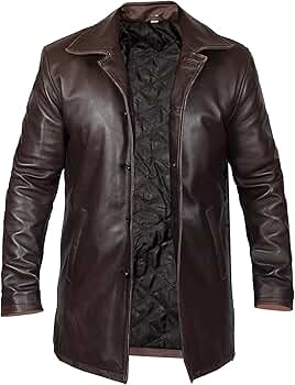 Men's Leather Car Coat Brown Soft Real Lambskin 3/4 Classic Jacket