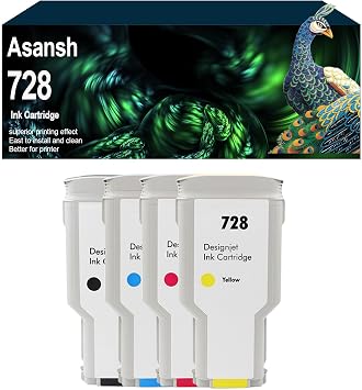 4 Pack 728XL 728 Ink Cartridge for F9A30A F9A28A F9A28D F9A30D Use for DesignJet T730 T830 Printers 300ml/PCS