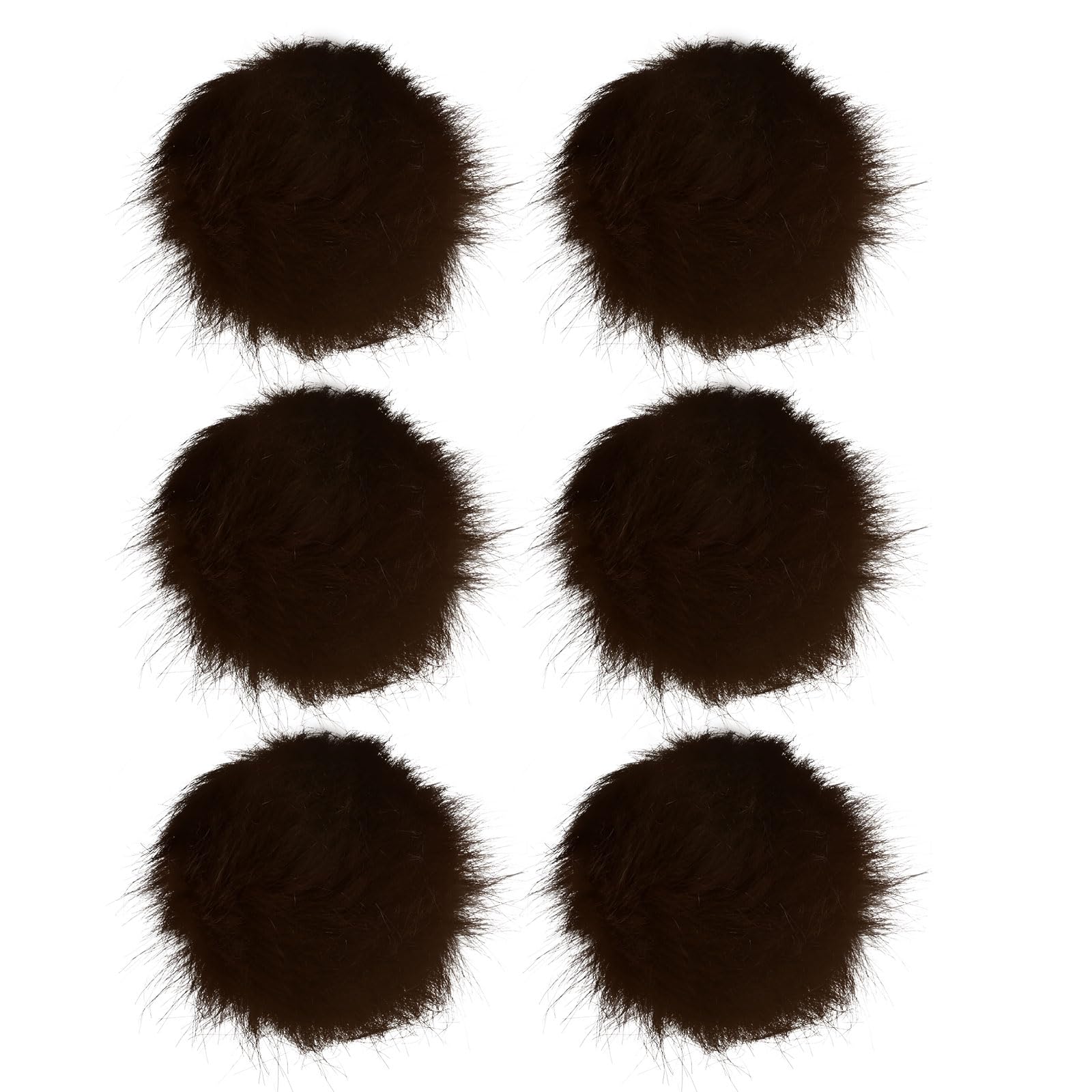 M METERXITY 6-Pack Faux Fur Pom Poms, 3.9 Inch/ 10 cm Soft Fluffy Pompoms Balls with Elastic Loop for Hats/Bags/Keychains/Knitting Accessories/DIY Crafts [Coffee Color]