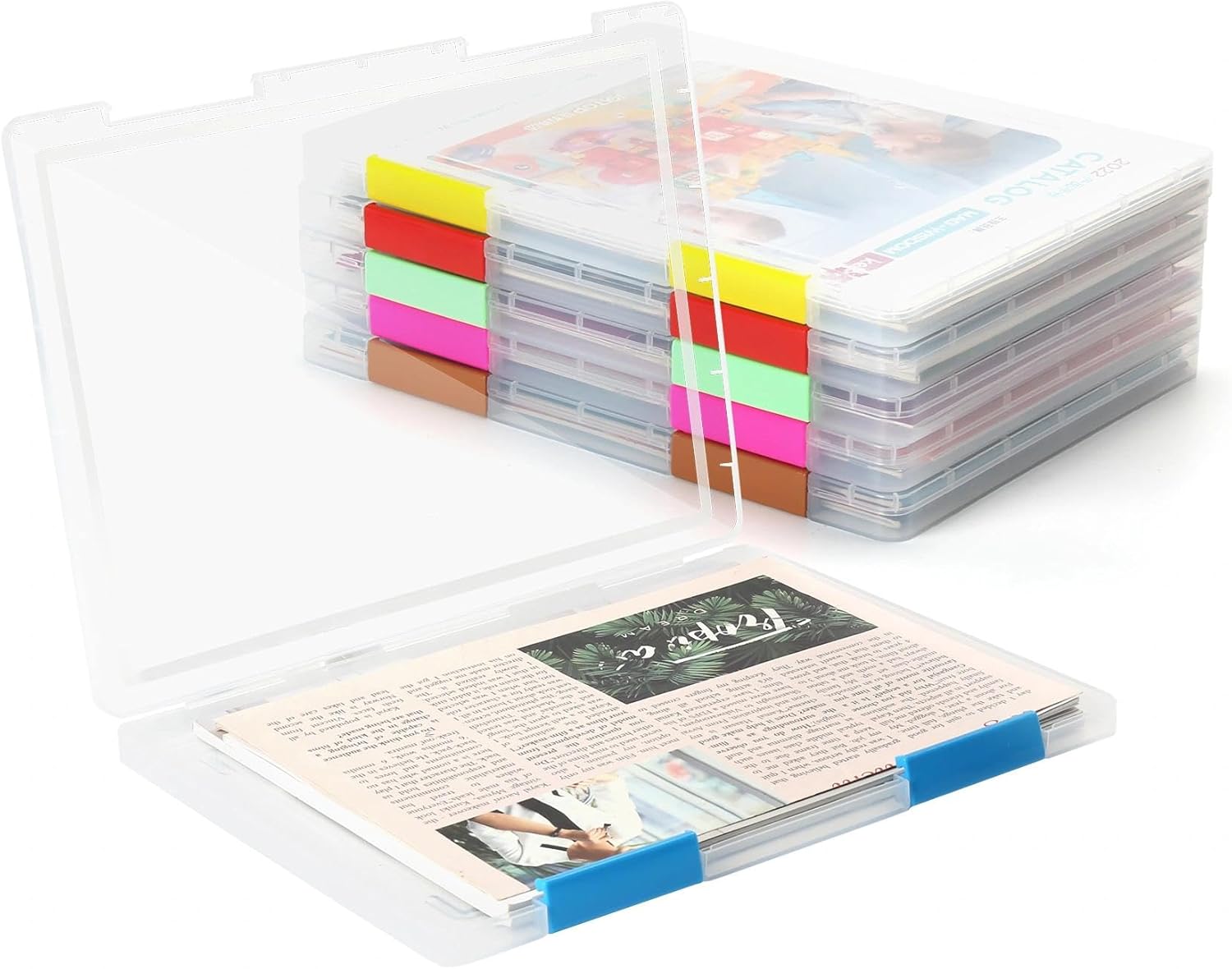 6 Pcs Clear A4 Paper Organizer Box, Plastic File Box 12.2" x 9.05", Storage Containers for Protecting Scrapbooks, Photos, Crafts, Files