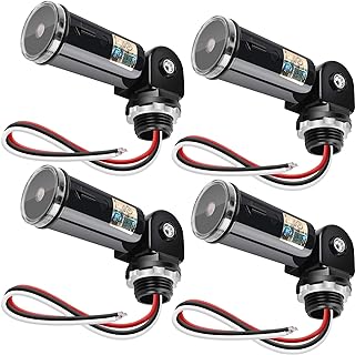 4 Pack Dusk to Dawn Sensor for Outdoor Lighting, 120-277V Photoelectric Switch, UL Listed Photocell Light Sensor Hardwired, IP65 Photocell with Swivel Mount for Most Outdoor Lighting Fixtures