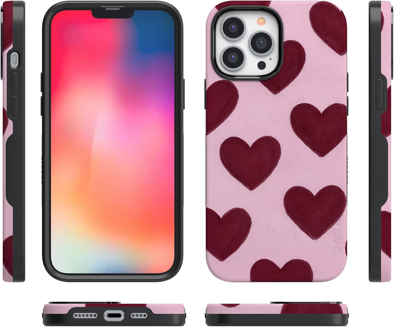 Casely iPhone 13 Pro Max Case | Whole Lotta Love | Plum Hearts | Bold Protective Design | MagSafe Compatible Design