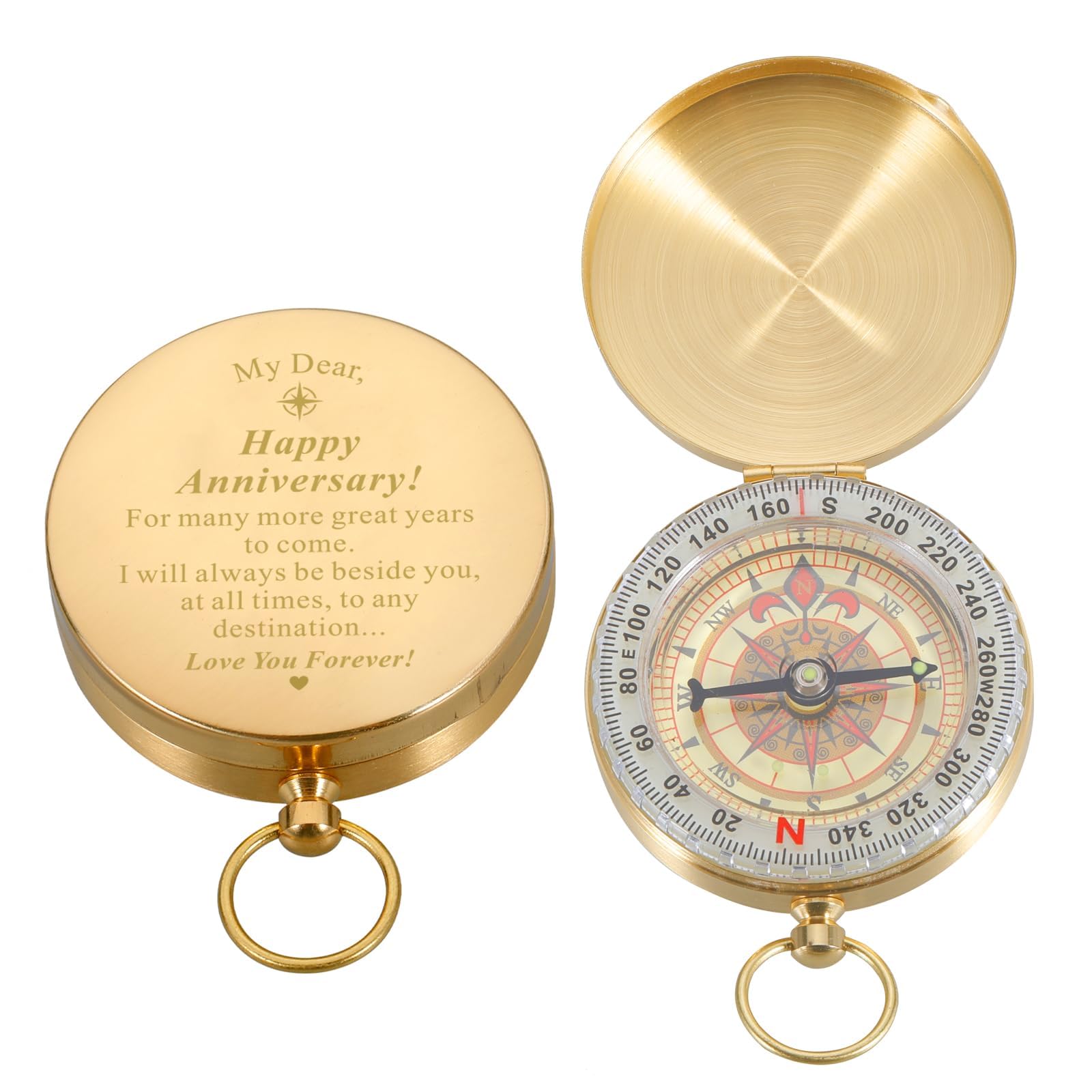 FOOZDEEVAAQ 50th Anniversary Steel Compass for Him Her, Valentines Day Gifts, Waterproof, Shakeproof