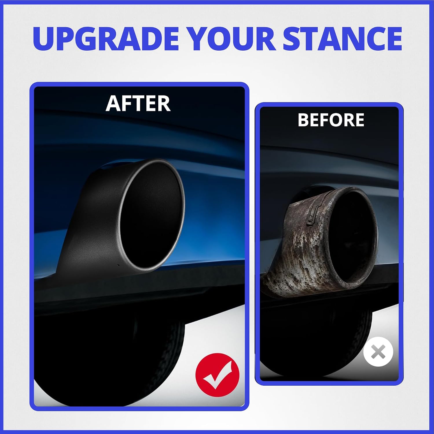 3 Inch Exhaust Tip 3" Inlet 4" Outlet 12" Overall Length Stainless Steel Rolled End Angle Cut Exhaust Tips Black Coated ，Universal Fit Exhaust Tip Bolt-On