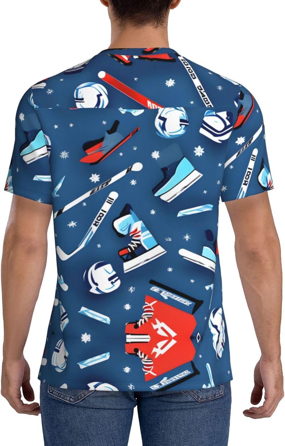 Ice Hockey Print Rugby Football Jersey for Men, Comfortable V-Neck Loose Fit Top for Team Sports Athletics