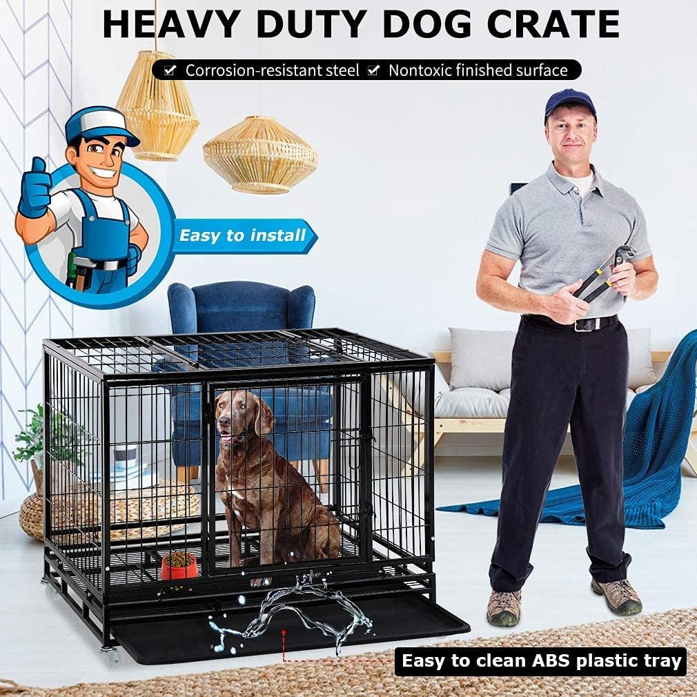 HHS 36 Inch Heavy Duty Dog Crate, Lockable, Non-Toxic, Removable, Secure, Easy To Clean