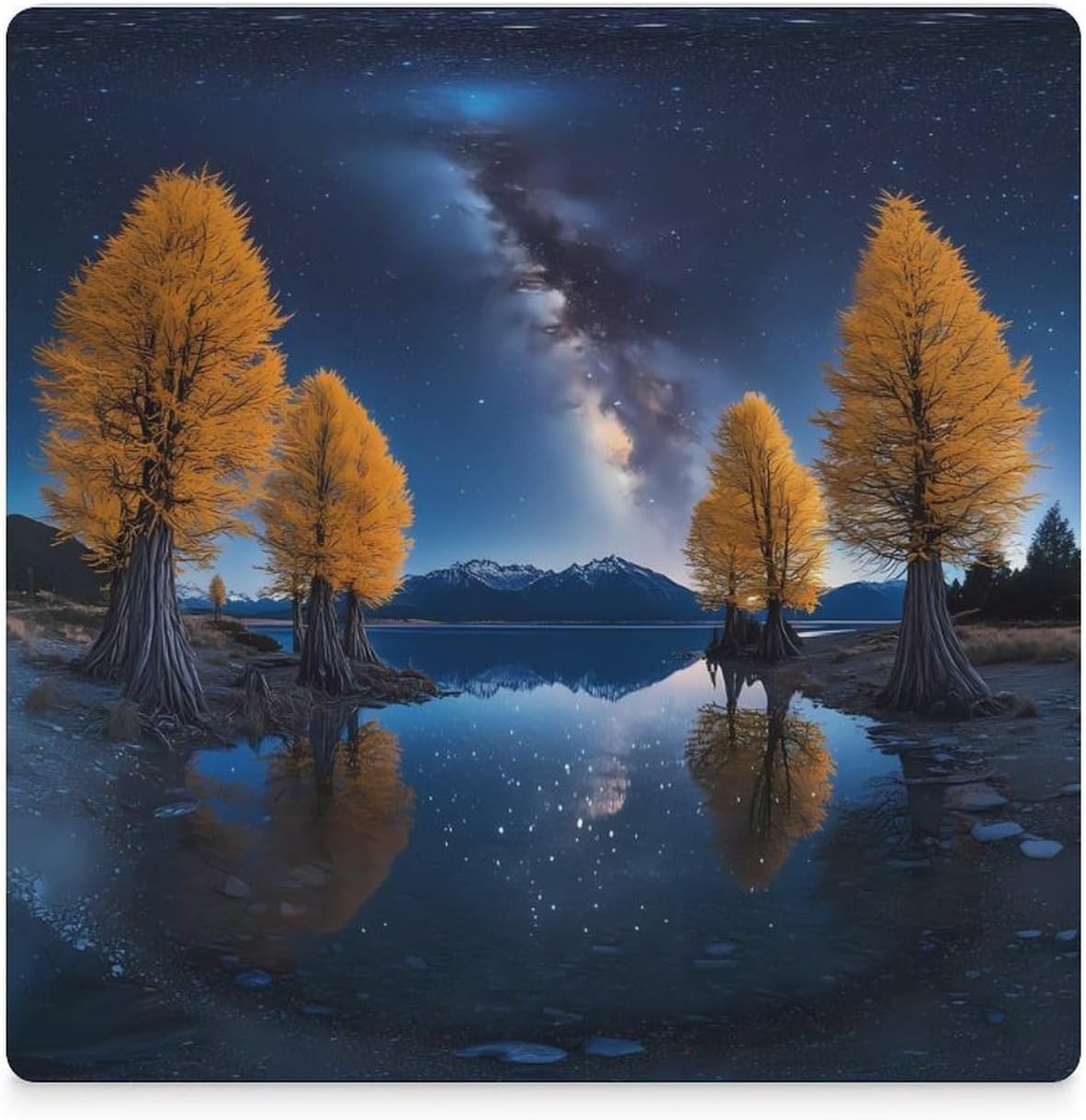 Starry Sky Tree Coasters for Drinks Square Ceramic Coasters Cup Mats with Cork Base