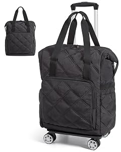 BAGSMART Rolling Duffle Bag with Wheels 35L Carry on Travel Bag with Detachable Wheels PVC Wet Pocket Duffel