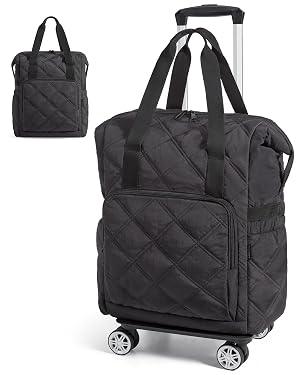 BAGSMART Rolling Duffle Bag with Wheels 35L Carry on Travel Bag with Detachable Wheels PVC Wet Pocket Duffel