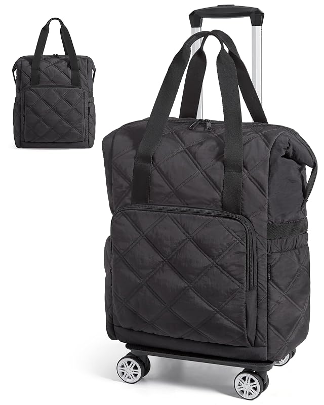 BAGSMART Rolling Duffle Bag with Wheels 35L Carry on Travel Bag with Detachable Wheels PVC Wet Pocket Duffel