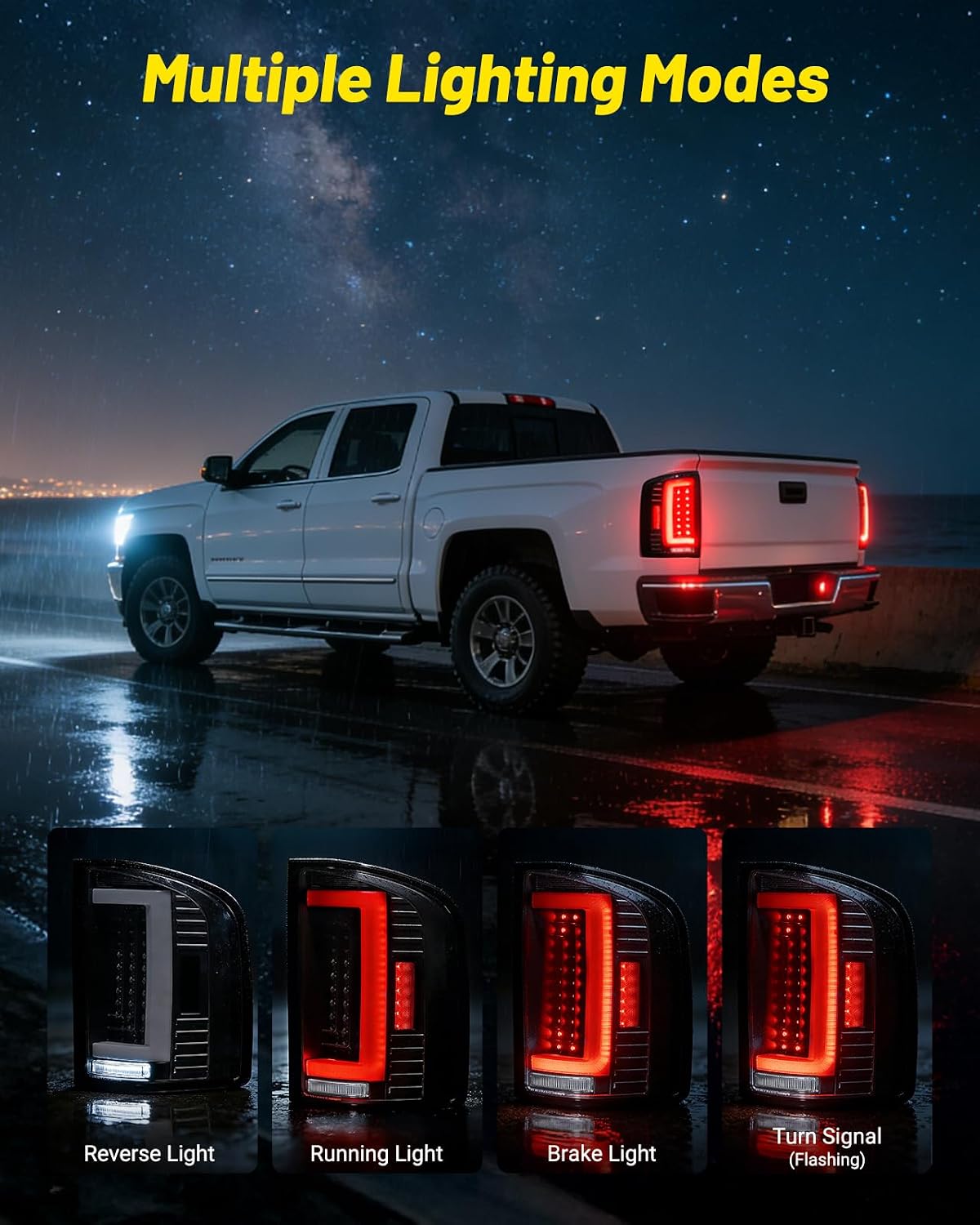 LED Tail Lights Assembly for 2007 2008 2009 2010 2011 2012 2013 2014 Chevy Silverado 1500 2500 3500HD, Bright Smoked Tail Lights, IP67 Waterproof LED Tailights Rear Lamp, Plug & Play, 1 Pair